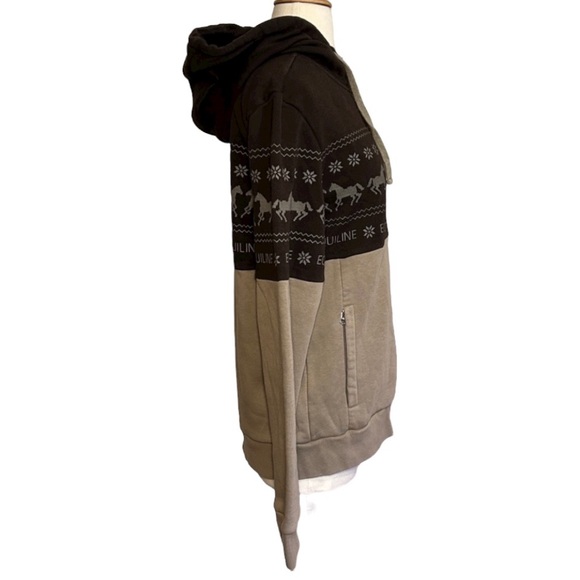 Equiline Nilvian Full Zip Hoodie with Winter Print & Horses, Womens size XXL - Picture 7 of 16